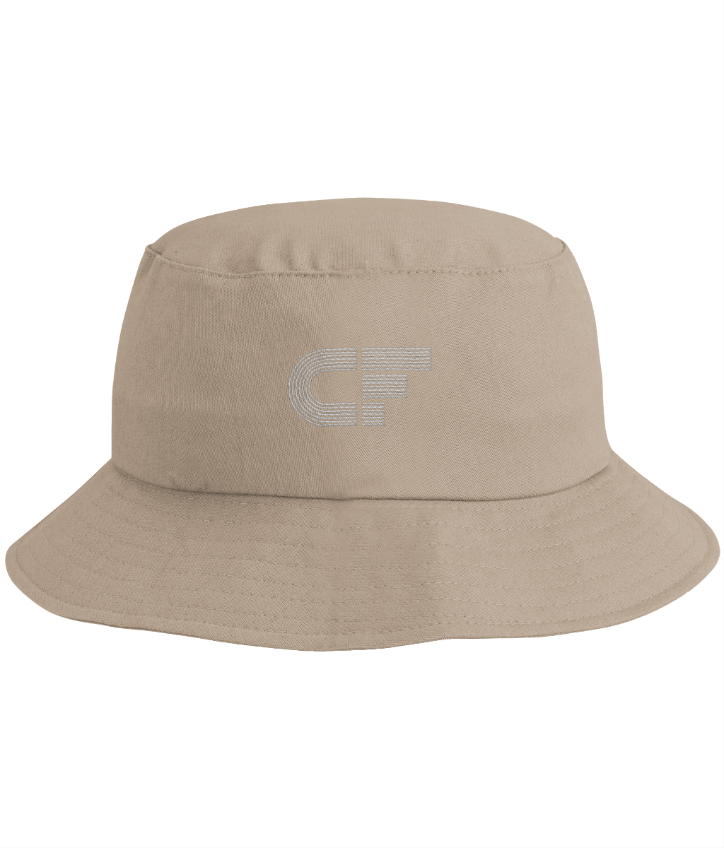 Cotton Bucket Hat | Embroidered CF Logo White