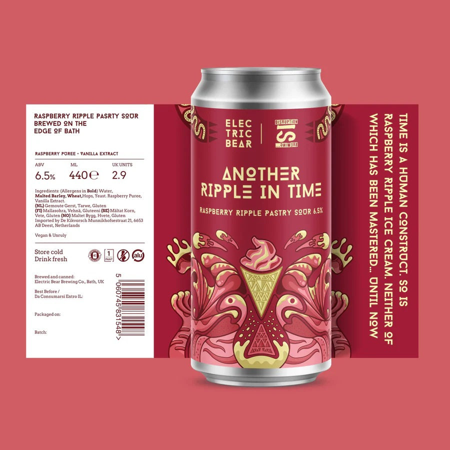 Another Ripple in Time Pastry Sour 6.5%

Electric Bear X Disruption is Brewing