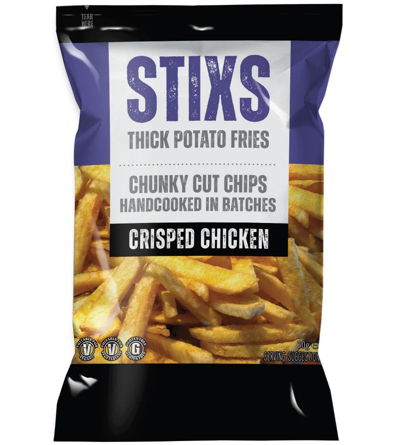 Stixs Chunky Chips Crisped Chicken 60g  Slabs